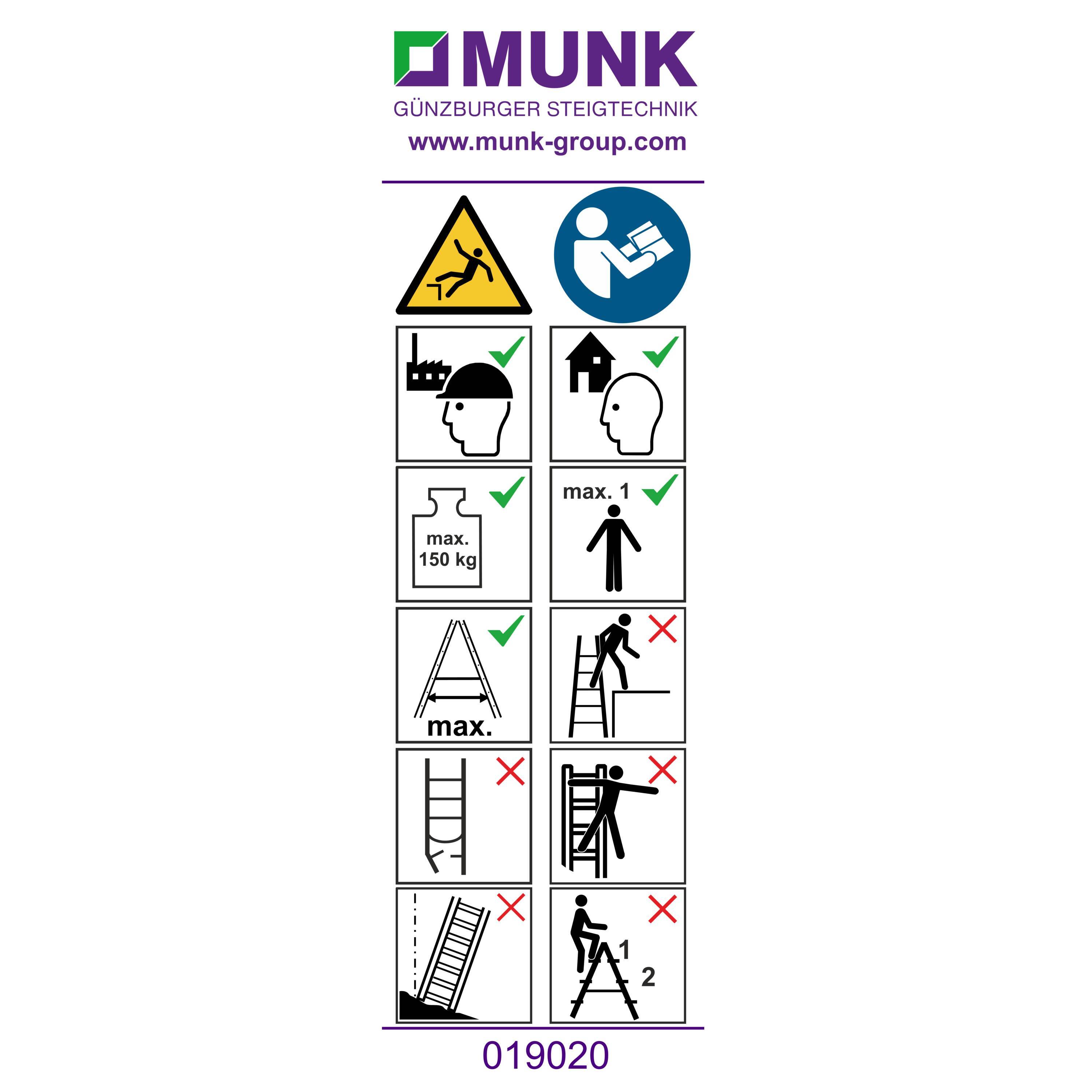 Munk Hinweis-Aufkleber für Stehleitern beidseitig begehbar Aufkleber 19020