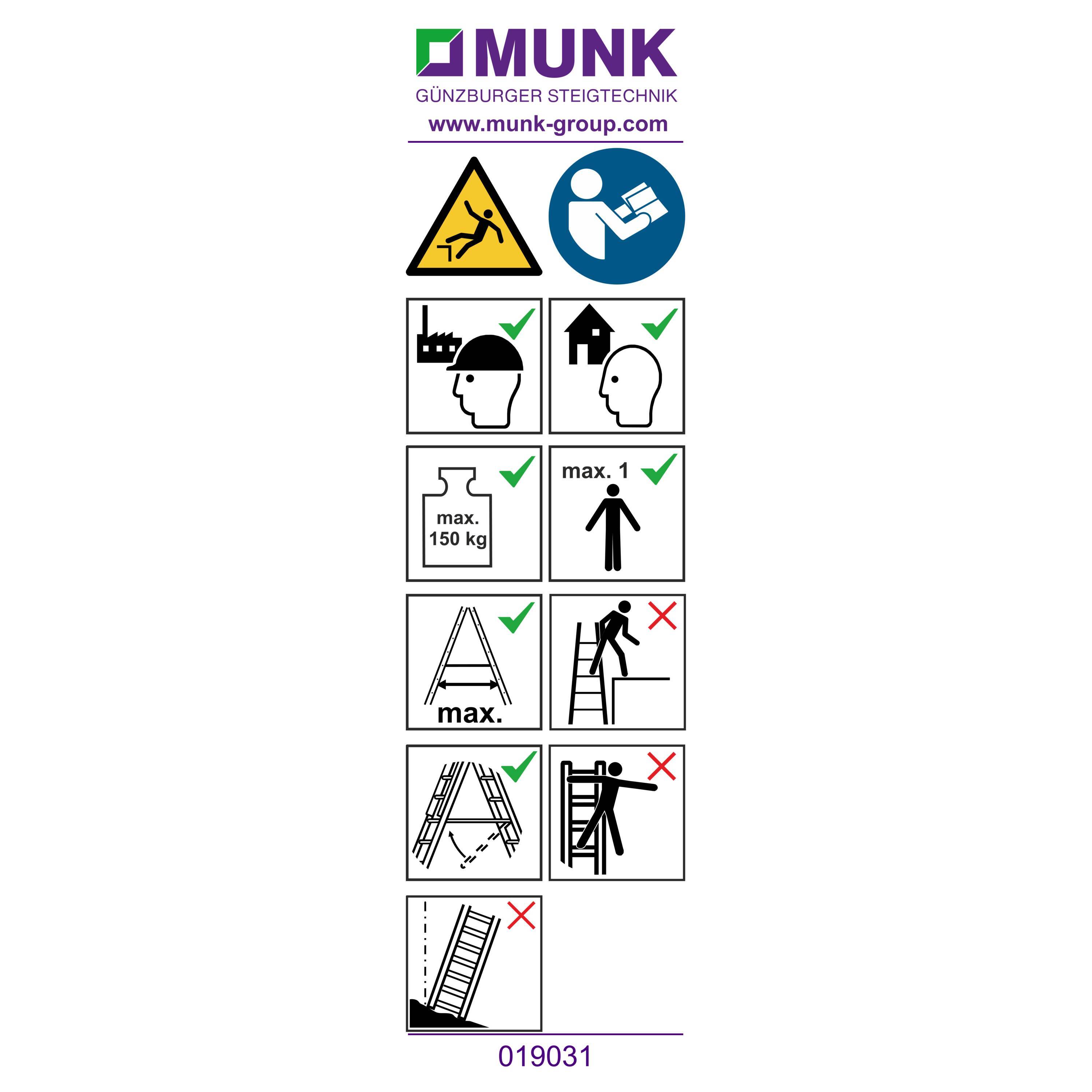 Munk Hinweis-Aufkleber für ML-Stehleitern einseitig begehbar Aufkleber 19031