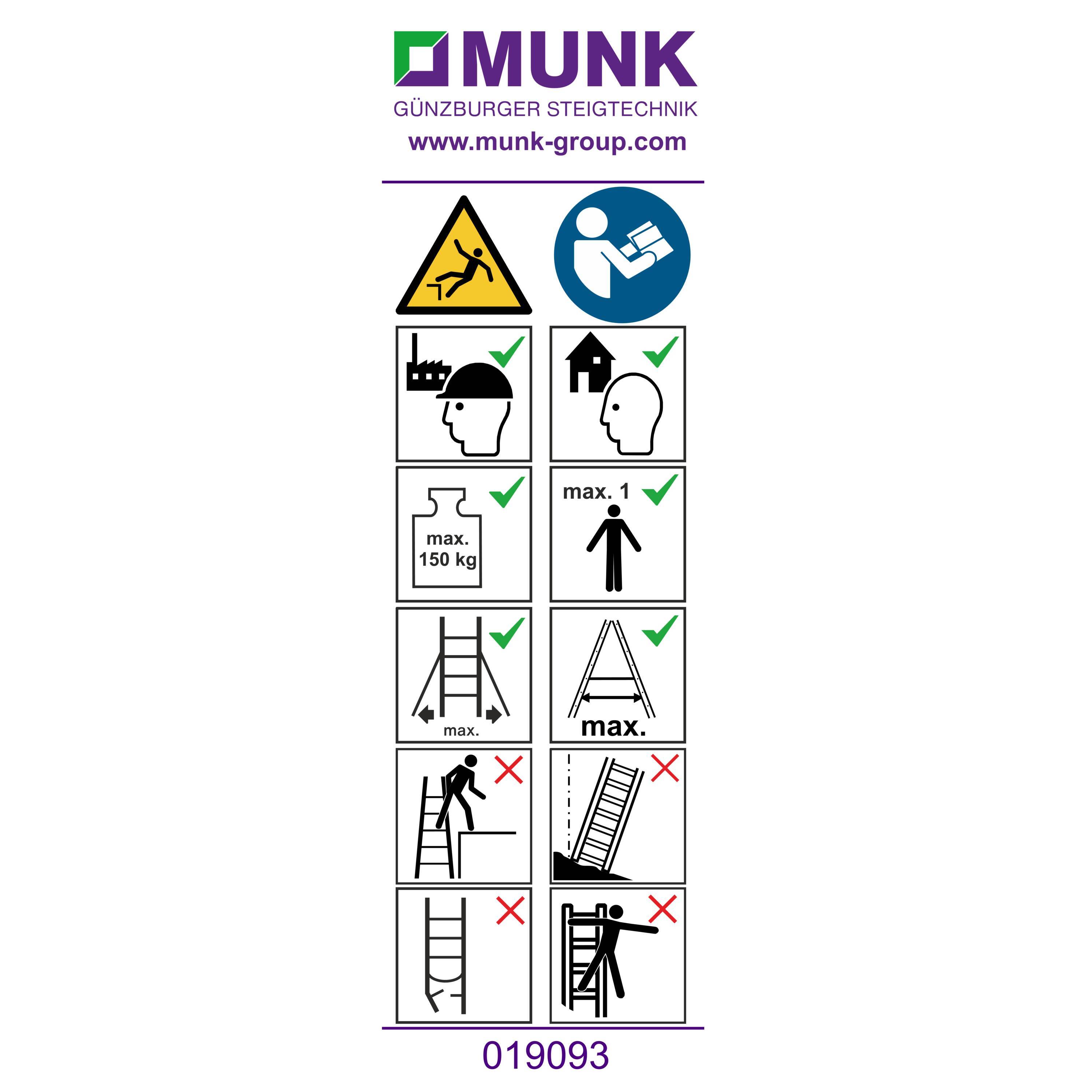 Munk Hinweis-Aufkleber für Plattformleitern < 2,50 m (FlexxStep) Aufkleber 19093