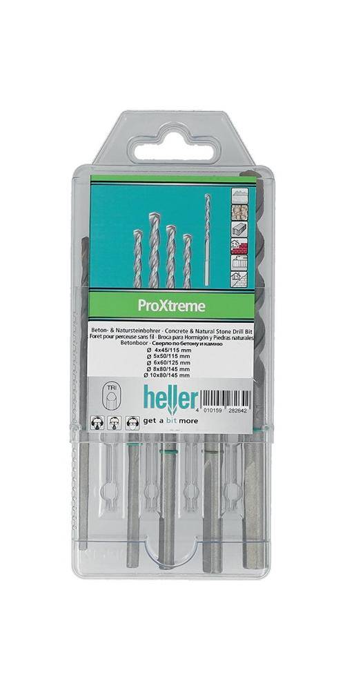 HELLER Beton-/Steinbohrersatz ProXtreme 5-teilig D. 5 / 6 / 8 / 10mm
