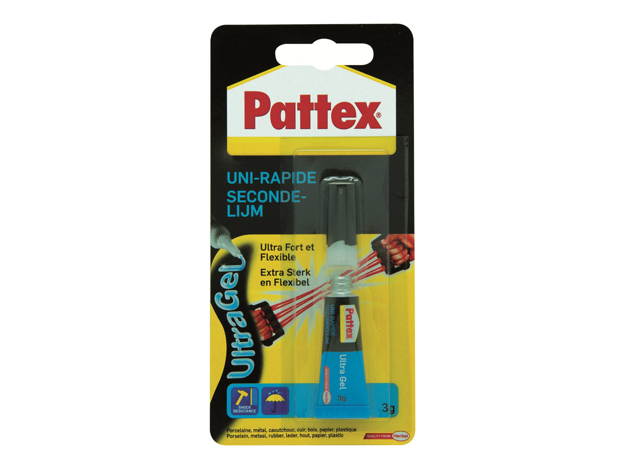 HENKEL - Pattex Ultra Gel - Kleber (Sek.-Klb.) - 3 g - durchsichtig - Cyanoacrylat (Packung mit 12)