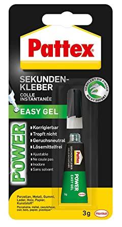 Pattex Power Easy Gel Sekundenkleber-Tube, beschriftet mit „Sekunden-Kleber