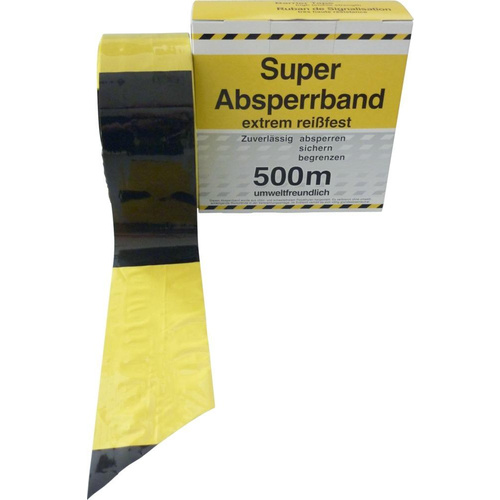 Absperrband schwarz/gelb 500 m-Rolle