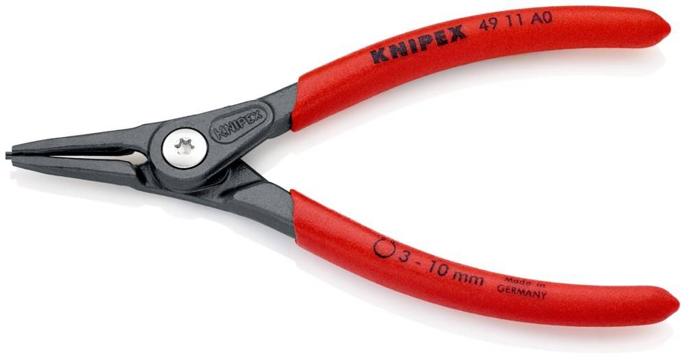 Rote Knipex-Zange mit Metalldrehpunkt, mit der Beschriftung '3-10 mm'. Verwendet zum Greifen oder Justieren mechanischer Komponenten.