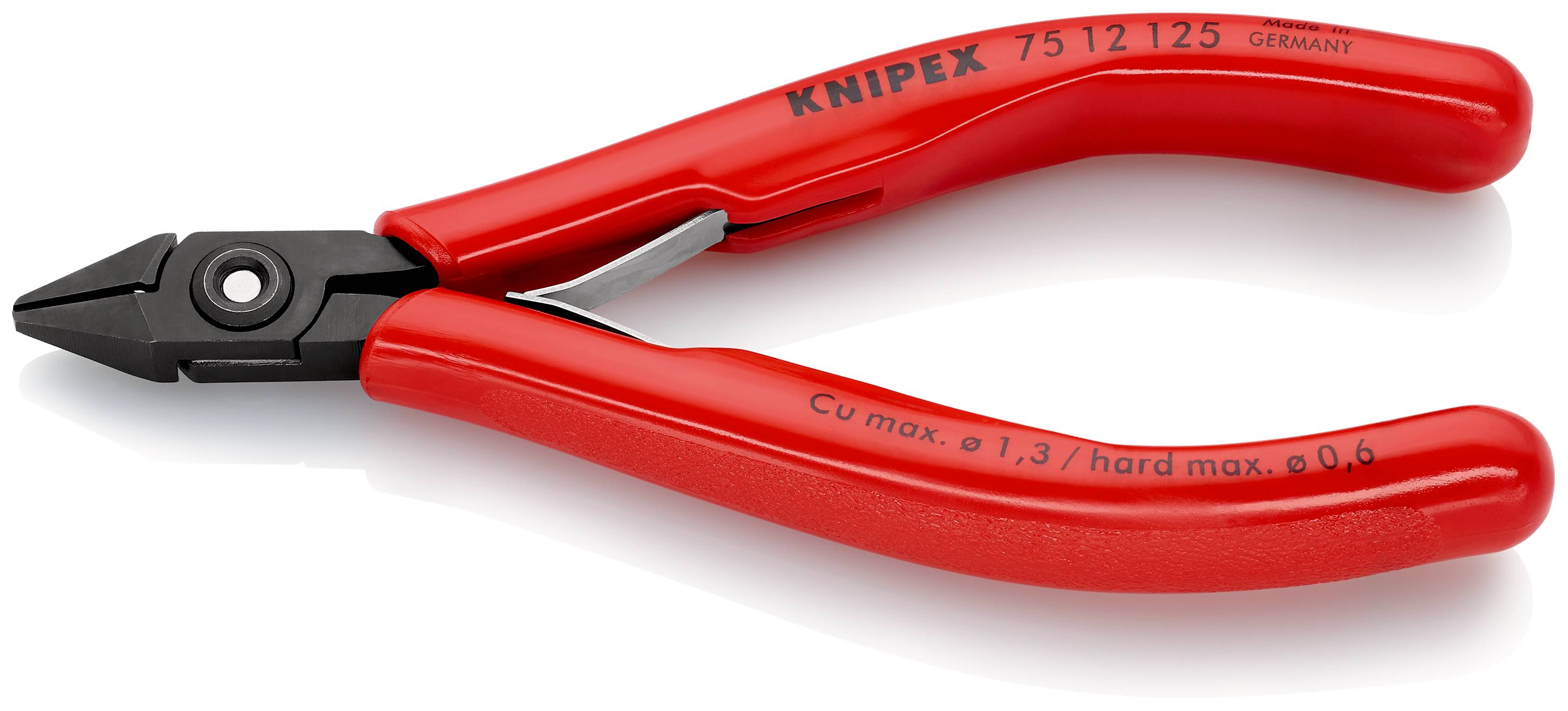 KNIPEX 75 12 125 Elektronik-Seitenschneider mit Kunststoff-Hüllen brüniert 125 mm