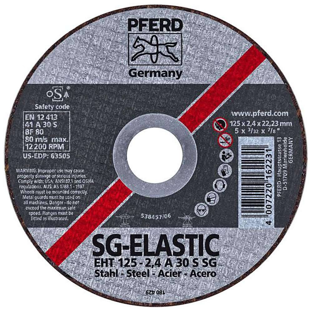 Trennscheibe - PFERD - für Stahl - Härtegrad S - gerade Ausführung - Bezeichnung EHT 125-2,4 A 30 S SG/22,23 - Maße (D x T/U x H) 125 x 2,4 x 22,2