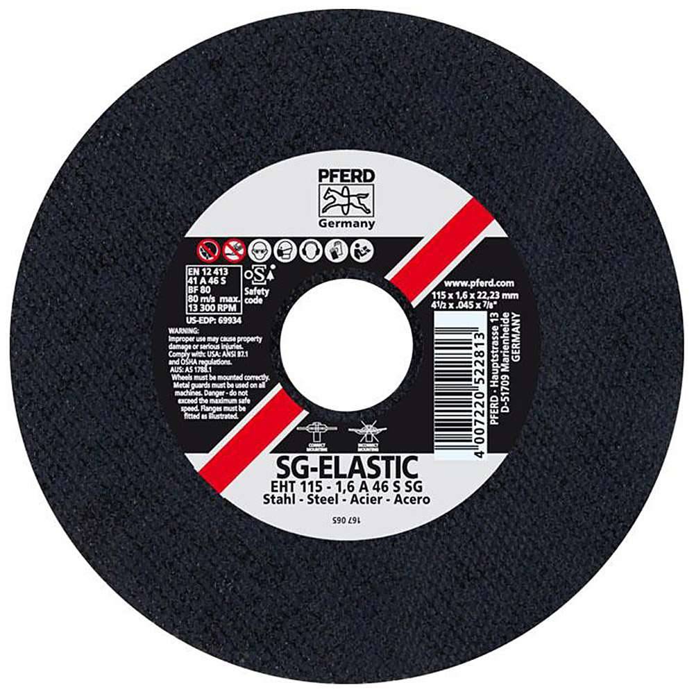 Trennscheibe - PFERD - für Stahl - Härtegrad S - gerade Ausführung - Bezeichnung EHT 115-1,6 A 46 S SG/22,23 - Maße (D x T/U x H) 115 x 1,6 x 22,2