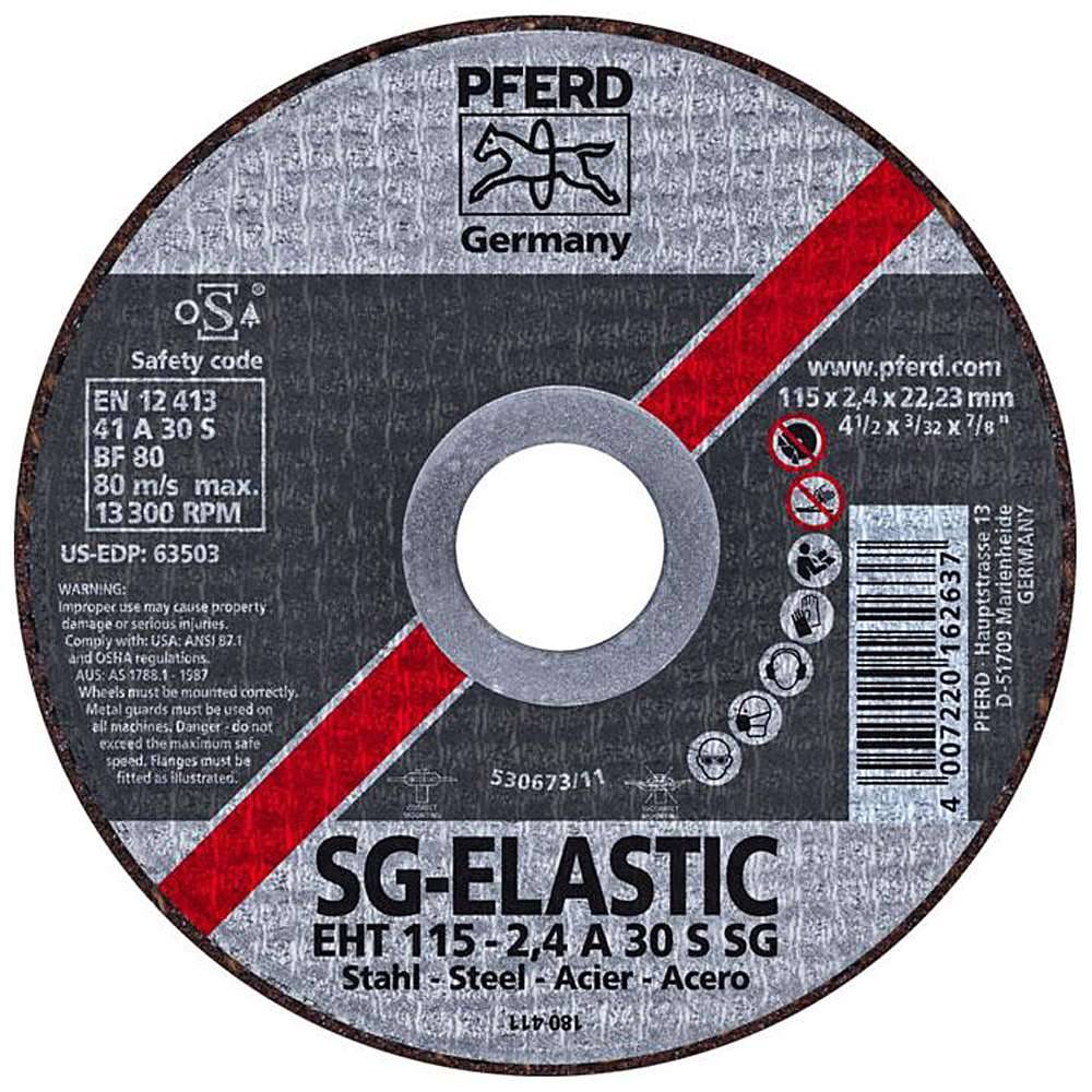 Trennscheibe - PFERD - für Stahl - Härtegrad S - gerade Ausführung - Bezeichnung EHT 115-2,4 A 30 S SG/22,23 - Maße (D x T/U x H) 115 x 2,4 x 22,2