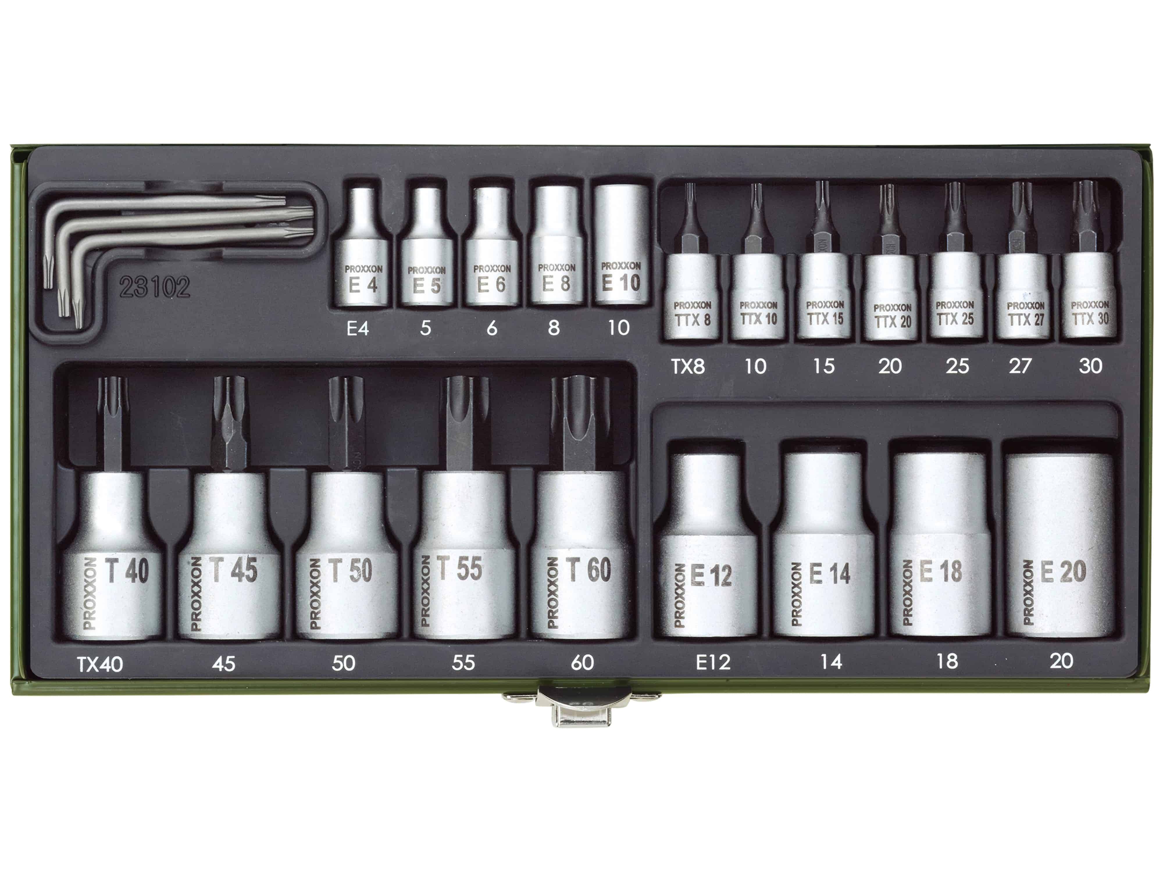PROXXON Steckschlüsselsatz TX, 23102, 1/4" + 1/2", 24-teilig