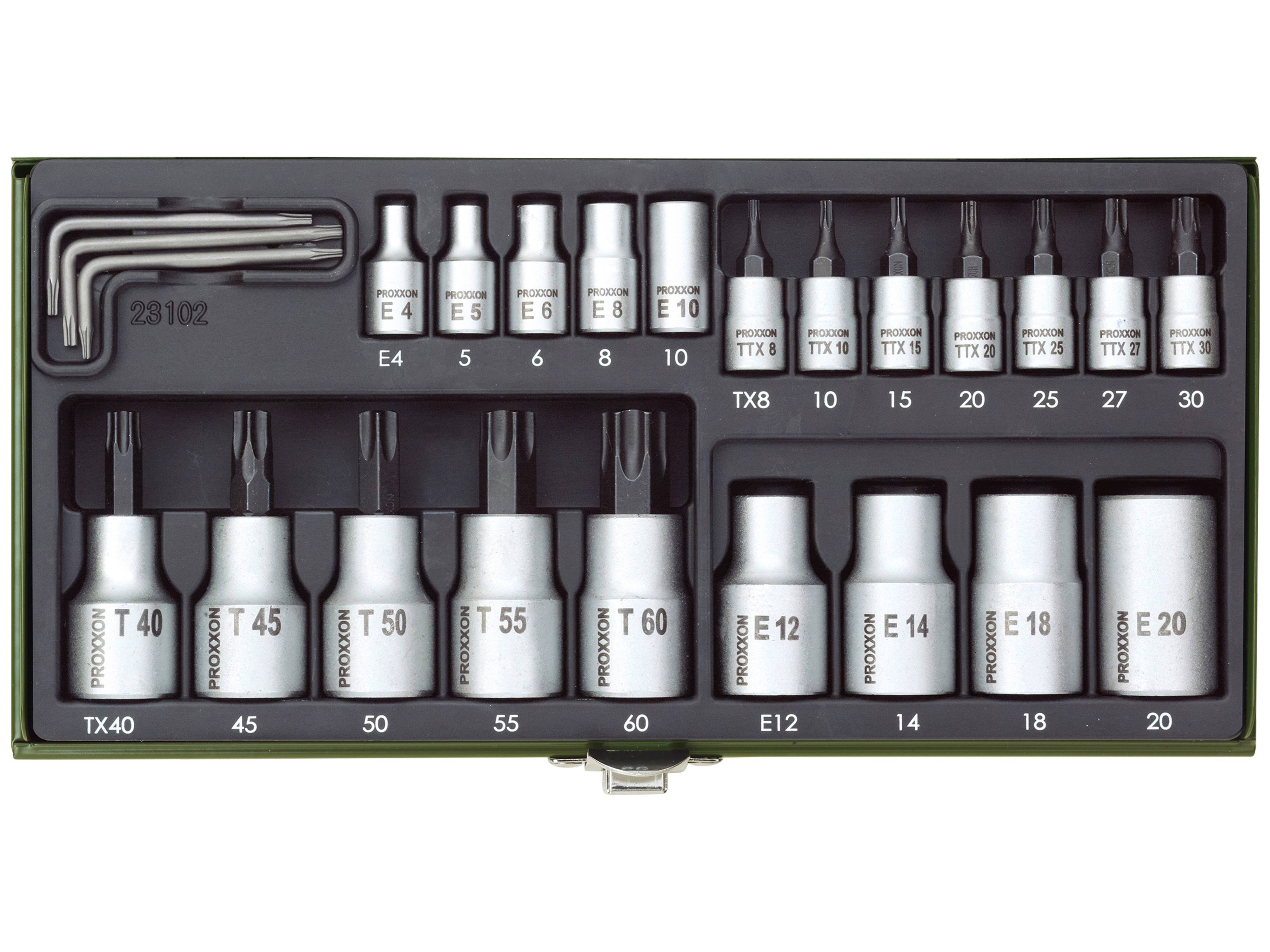 PROXXON Steckschlüsselsatz TX, 23102, 1/4" + 1/2", 24-teilig