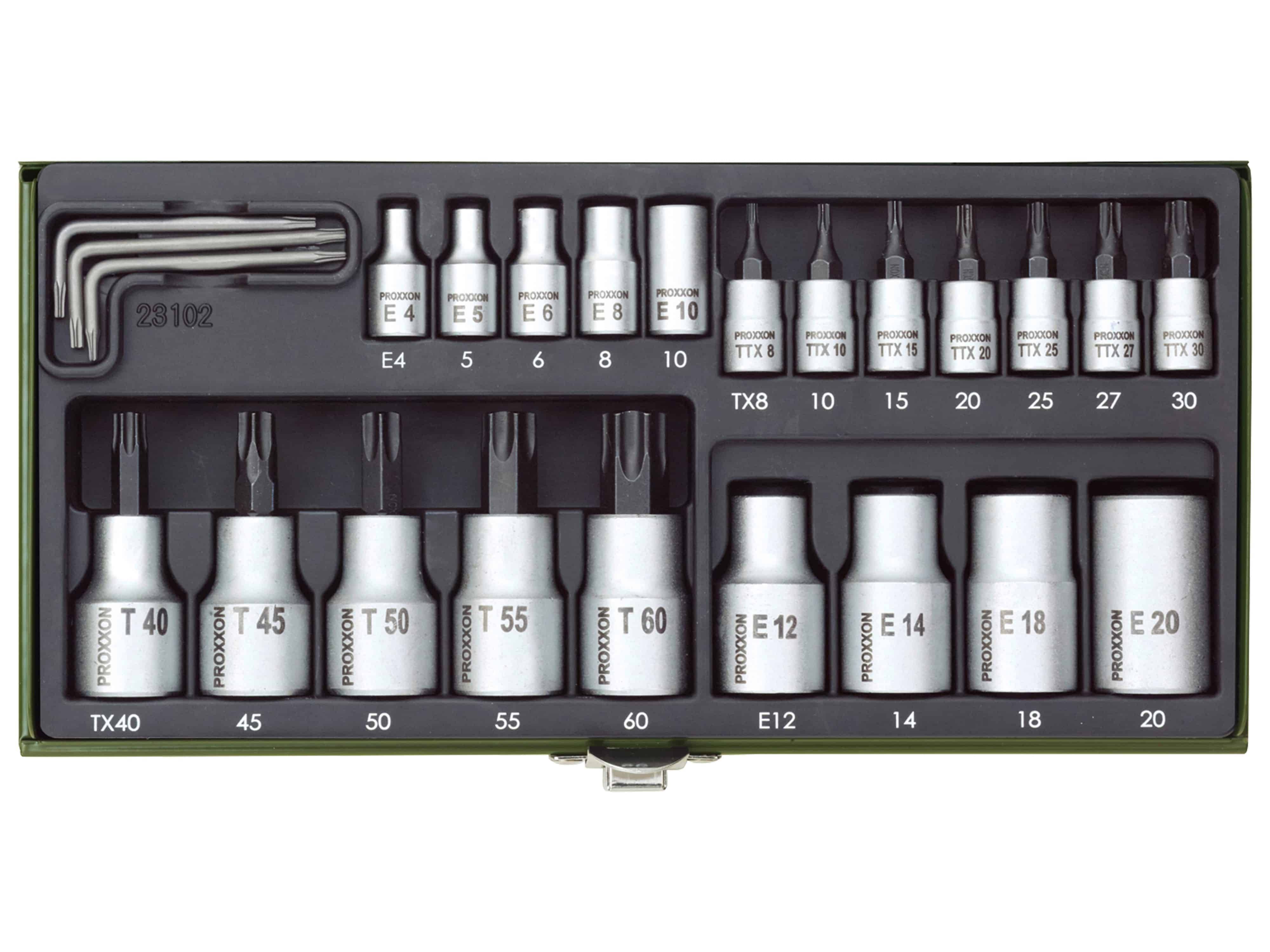 PROXXON Steckschlüsselsatz TX, 23102, 1/4" + 1/2", 24-teilig