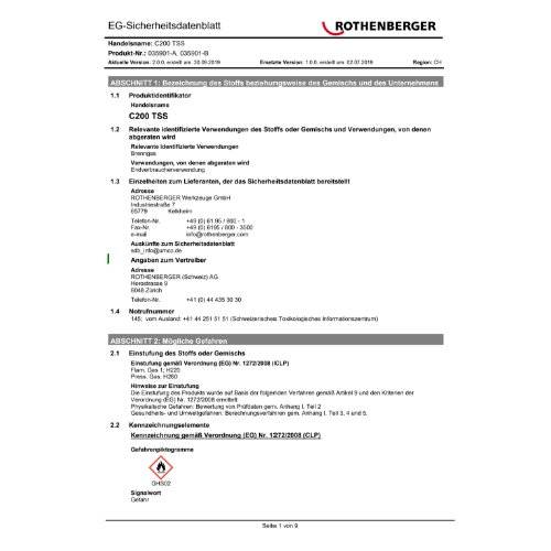 Rothenberger Gaskartusche 190ml C200 III