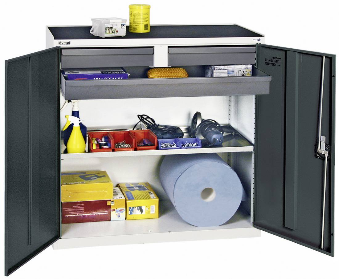 TM Werkzeug- und Materialschrank 3000, RAL 7035/7016, 2 Schubladen (davon 1 Groß