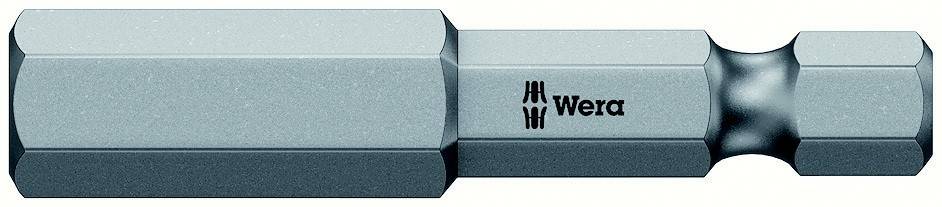 Ein silberner Wera-Schraubendreher-Bitadapter oder Verlängerungswerkzeug, horizontal auf weißem Hintergrund gezeigt.
