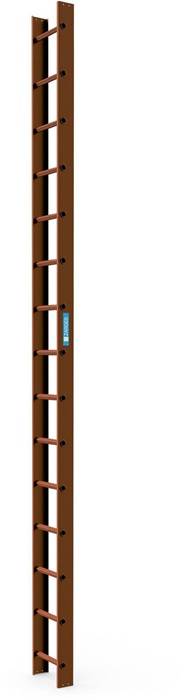 Dachleiter 15Sprossen L.4,2m B.340mm G.6,8kg kupferbraun Holm-H.110mm Zarges