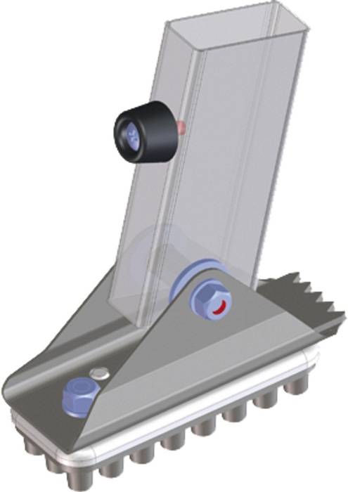 Schwenkfuss Auflagefl. 125x50mm ab Holm-H.58mm Alu./Ku. m.Gummiauflage Zarges
