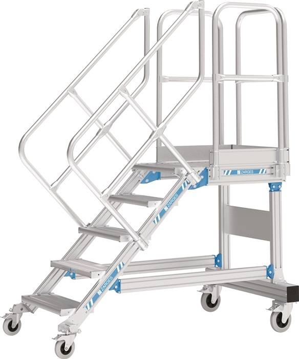Plattformtreppe fahrbar Stufen-B.800mm senkr.H.max.4250mm A.3207mm 60Grad ZARGES
