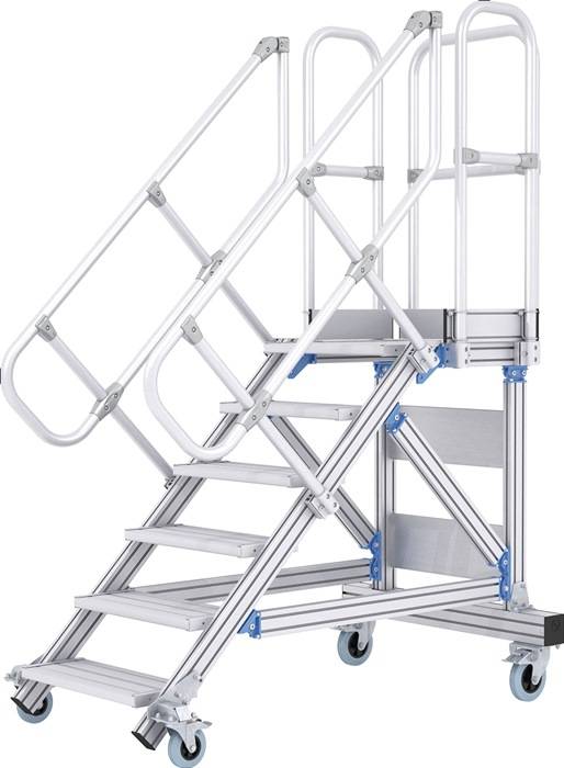 Plattformtreppe fahrbar Stufen-B.800mm senkr.H.max.4510mm A.5202mm 45Grad ZARGES