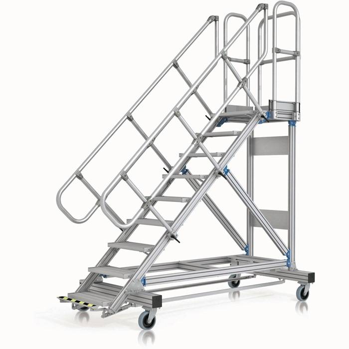 Plattformtreppe Ergo Stop 9Stufen Neigung 45Grad H.1930mm Stufen-B.1000mm Zarges