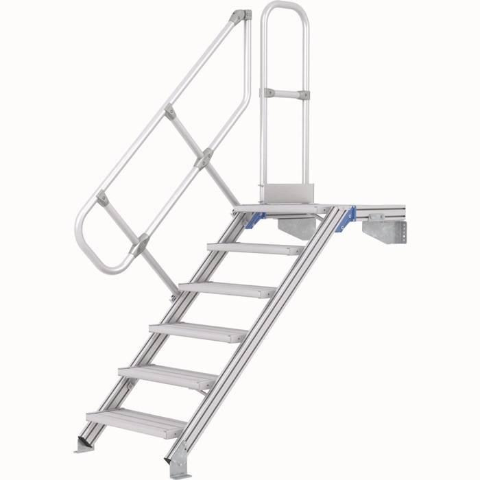 Treppe 15Stufen 45Grad H.3220mm LM m.Plattform Ausl.3940mm Stufen-B.800mm Zarges