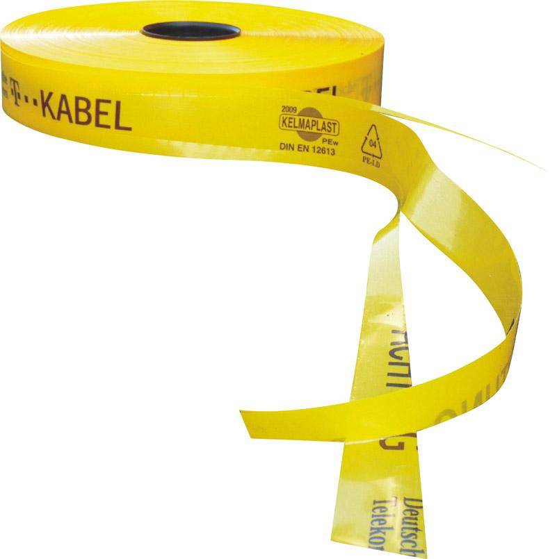Trassen-Warnband 250 m T-Kabel Sollbruchstellen gelb