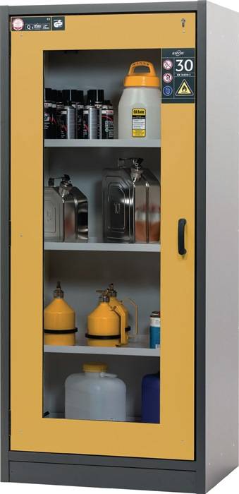 Sicherh.-Schrank Typ 30 H1947xB864xT620mm grau/gelb Sichtfenstert.ASECOS