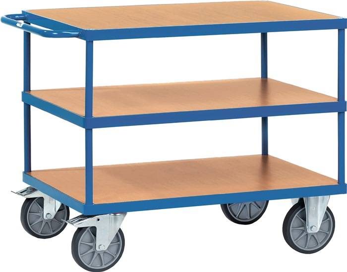 Tischwagen 3 Ladeflächen L850xB500mm brillantblau Trgf.500kg FETRA