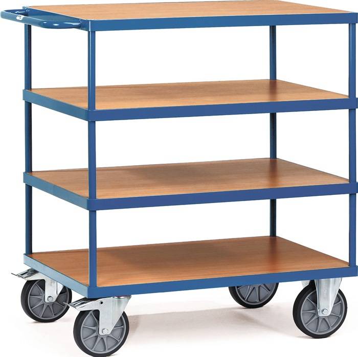 Tischwagen 4 Ladeflächen L1000xB600mm brillantblau Trgf.600kg FETRA