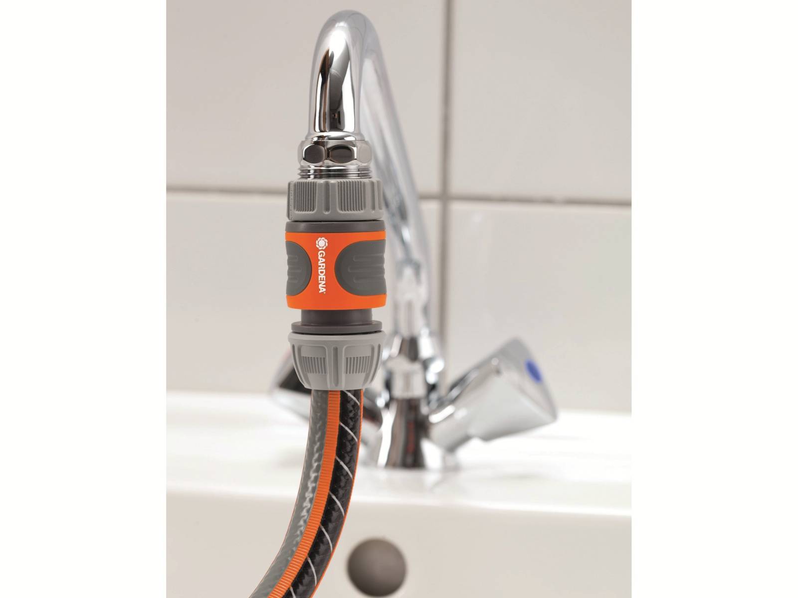Gardena 18285-20 Kunststoff Hahnanschluss Steckkupplung, 13mm (1/2") Ø, 15mm (1/2") Ø, 24,2mm (3/4") IG, 26,44mm (3/4") AG, M22