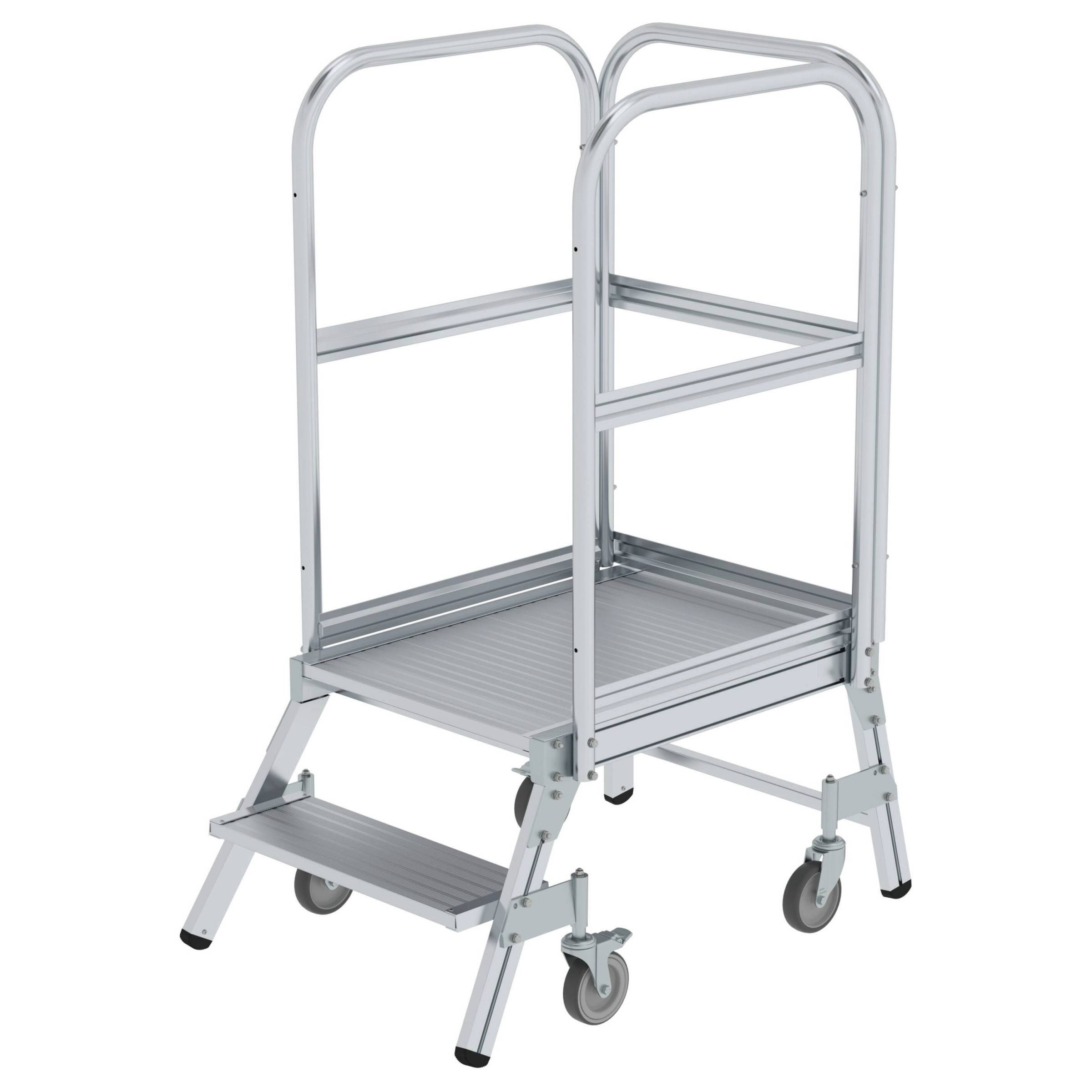 MUNK Podestleiter fahrbar Aluminium geriffelt 2 Stufen