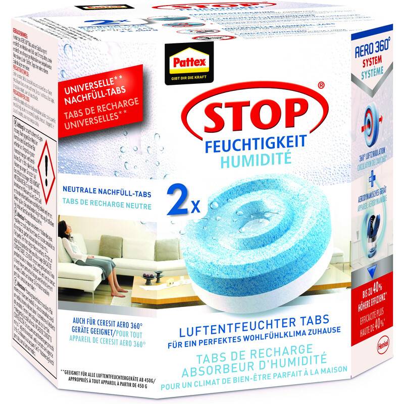 Pattex 9H PLAN2, Dehumidifier refill, Mehrfarben, 450 g, Box, 2 Stück(e)