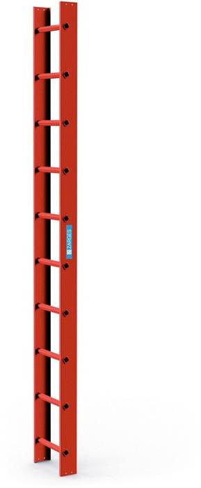 Dachleiter 10Sprossen L.2,8m B.340mm G.4,8kg ziegelrot Holm-H.110mm Zarges
