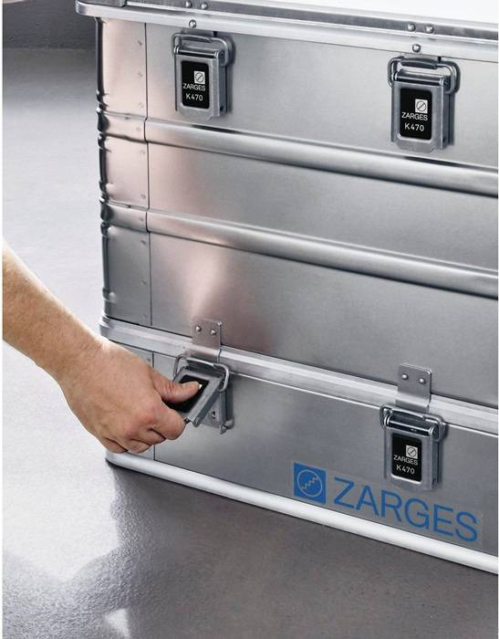 Kiste K470 Plus Innenmaße 550x350x150mm Vol.29l Alu. o.Deckel Zarges