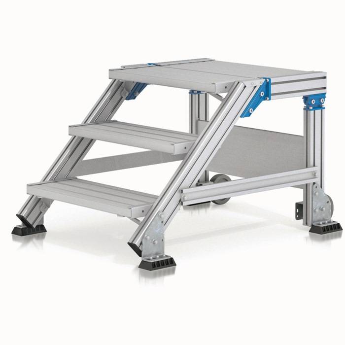 Treppenpodest 3Stufen Neigung 60Grad H.750mm LM Ausladung 915mm Zarges