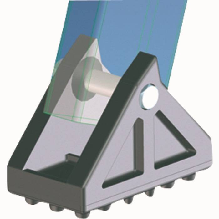 Schwenkfuss Auflagefl. 100x55mm ab Holm-H.58mm Ku. m.Gummiauflage Zarges