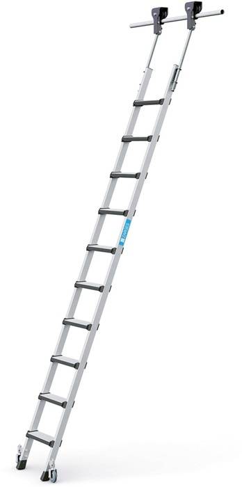 Stufen-Regalleiter Comfortstep Trec LH 10Stufen senkr.Einhäng-H.2,84-3,08m fahrb
