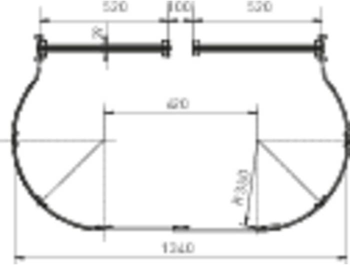 Rückenschutzbügel B.1340mm Bügel-H.80mm G.1,2kg Alu.natur f.versetzte Ausführung