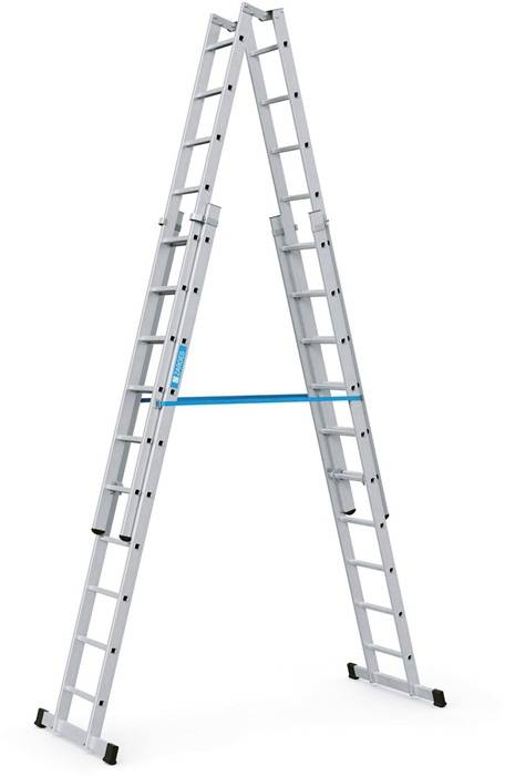 Stehleiter Vario B 4x10Sprossen L.3,01-4,95m Arbeits-H.6m verstellbar Zarges