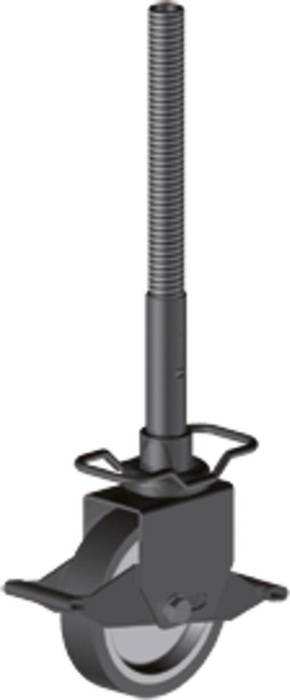 Lenkrolle D.200mm Tragfähigkeit p.Rolle 600kg Gummi Verstellbereich 30cm G.7,3kg