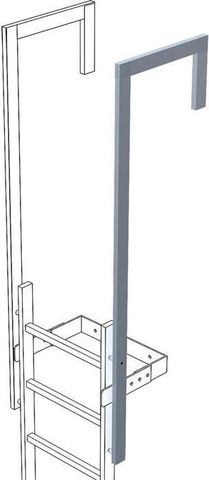 Ausstiegsholm L.1500mm G.7kg abgewinkelt VA Holm-Abm.60x25mm Zarges