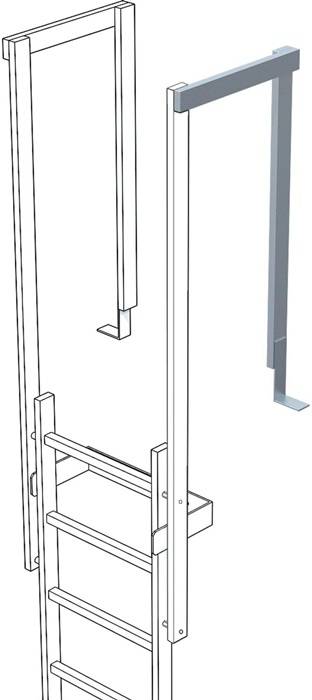 Ausstiegsgeländer H.1100mm G.4,6kg VA m.Bodenwinkel Zarges