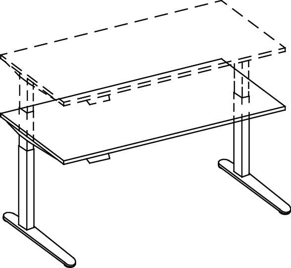 Schreibtisch A-ktiv H650-1300xB1600xT800mm Buchedekor ger.Form C-Fuß