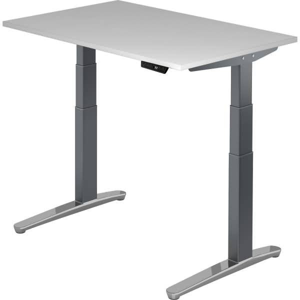 Sitz-Steh-Schreibtisch elektrisch 120x80cm Grau/Graphit-alu