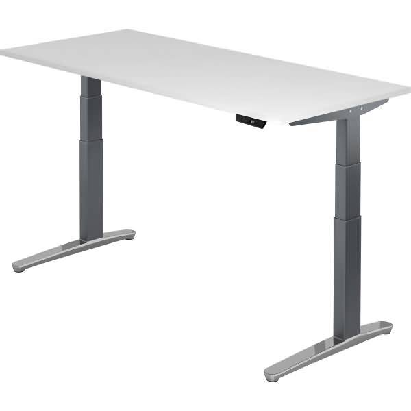 Sitz-Steh-Schreibtisch elektrisch 180x80cm Weiß/Graphit-alu