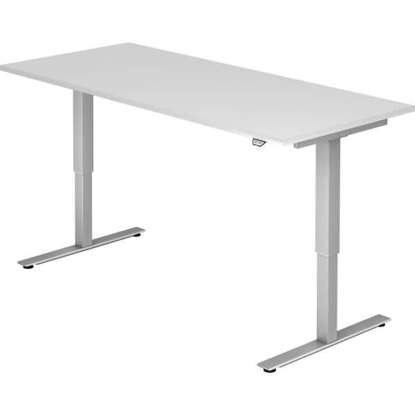 Sitz-Steh-Schreibtisch elektrisch 180x80cm Weiß/Silber