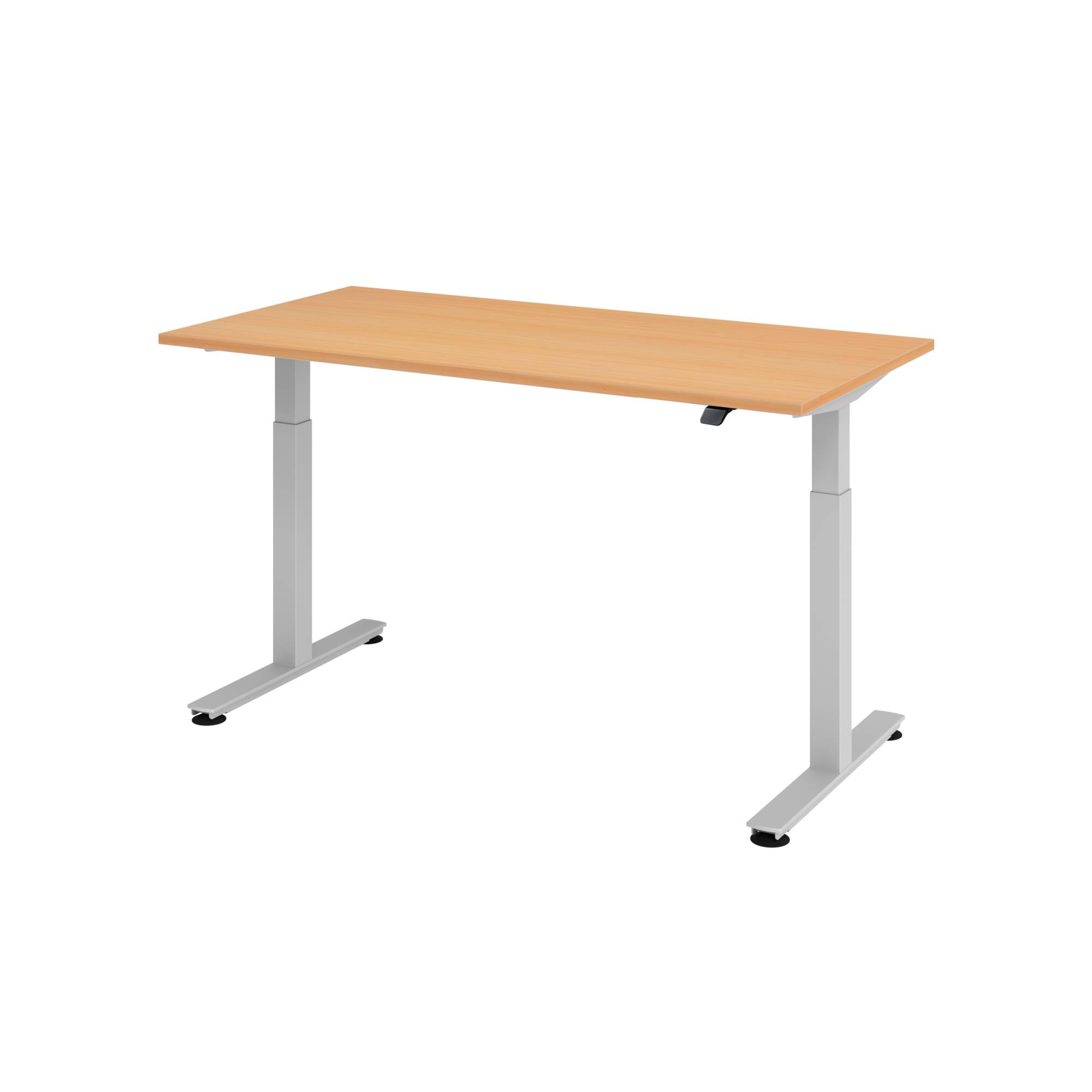 Sitz-Steh-Schreibtisch elektrisch 160x80cm Buche/Silber