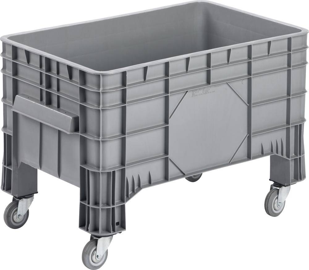 Großbehälter PE fahrbar B1040xT640xH670 mm grau Volumen 220 l VE4 Boden/Wände geschlossen