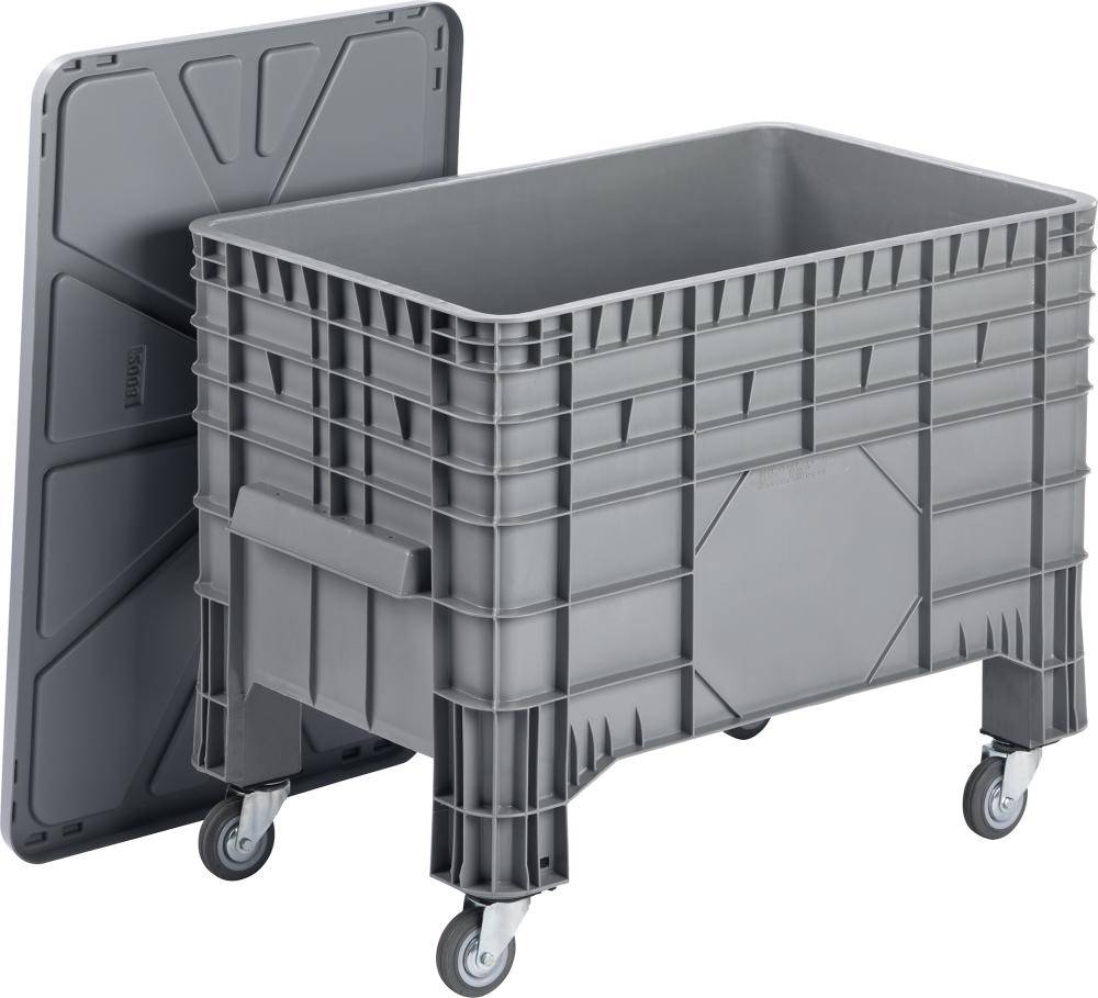 Großbehälter PE fahrbar B1040xT640xH790 mm grau Volumen 285 l VE3 Boden/Wände geschlossen
