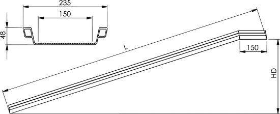 Verladeschiene Aluminium L3000xFB155 mm mit Rand Tragkraft 350 kg/Paar