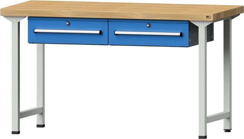 Anke Arbeitstisch B1500xT700xH850mm RAL7035/5012 BMP: 50 mm 2 Schubladen